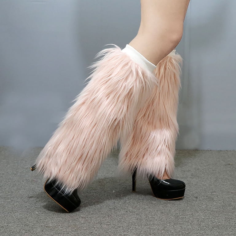 winter shoe covers dress Pumxq Faux Fur Leg Warmers Boot for Women Soft Fluffy Furry Fuzzy Boot Cuffs Toppers for Holiday Festival and Party Dress‑up Pink 2 M FOXLEY MINI DRESS - Wash:black linen=Dark 100% waterproof overshoes protect Size:M12