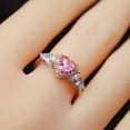 thumbnail image 2 of Womens Heart Shaped Zircon Ring, Alloy Metal Ring With Artificial Gemstones Inlay, Peach Heart Prong Setting, Fashion Jewelry, 2 of 6