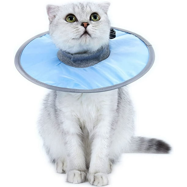 Collar de recuperación impermeable para gatos, collar cónico ajustable para mascotas, cono protector para el cuello de gato para evitar que se lama las heridas, cono liviano para gatitos después de la