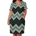 thumbnail image 3 of Vestido holgado con bolsillos en turquesa y beige con estampado del suroeste de Snake Trail para mujer. Vestidos de noche para mujer., 3 of 7