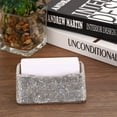 thumbnail image 4 of Business Card Holder for Desk, 2 Pack Rhinestone Business Card Holders Bling Name Card Stand Organizer, White, 4 of 5