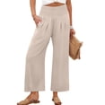 thumbnail image 1 of Pantalones Palazzo ANRABESS para mujer, cintura alta, pierna ancha, color almendra, 1 of 6