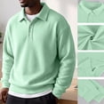 thumbnail image 3 of Dwellite Mens Casual Waffle Polo Shirts Button Collared Shirts Long Sleeve Sweater Fall Winter Solid Color Clothes Mint Green XL, 3 of 10