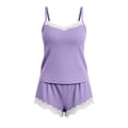 thumbnail image 7 of Womens Pajamas 2 Piece Sets for Women Dressy Ladies' Summer Lace Camisole Pajamas Shorts Two-Piece Set Casual Home Wear Purple L, 7 of 7