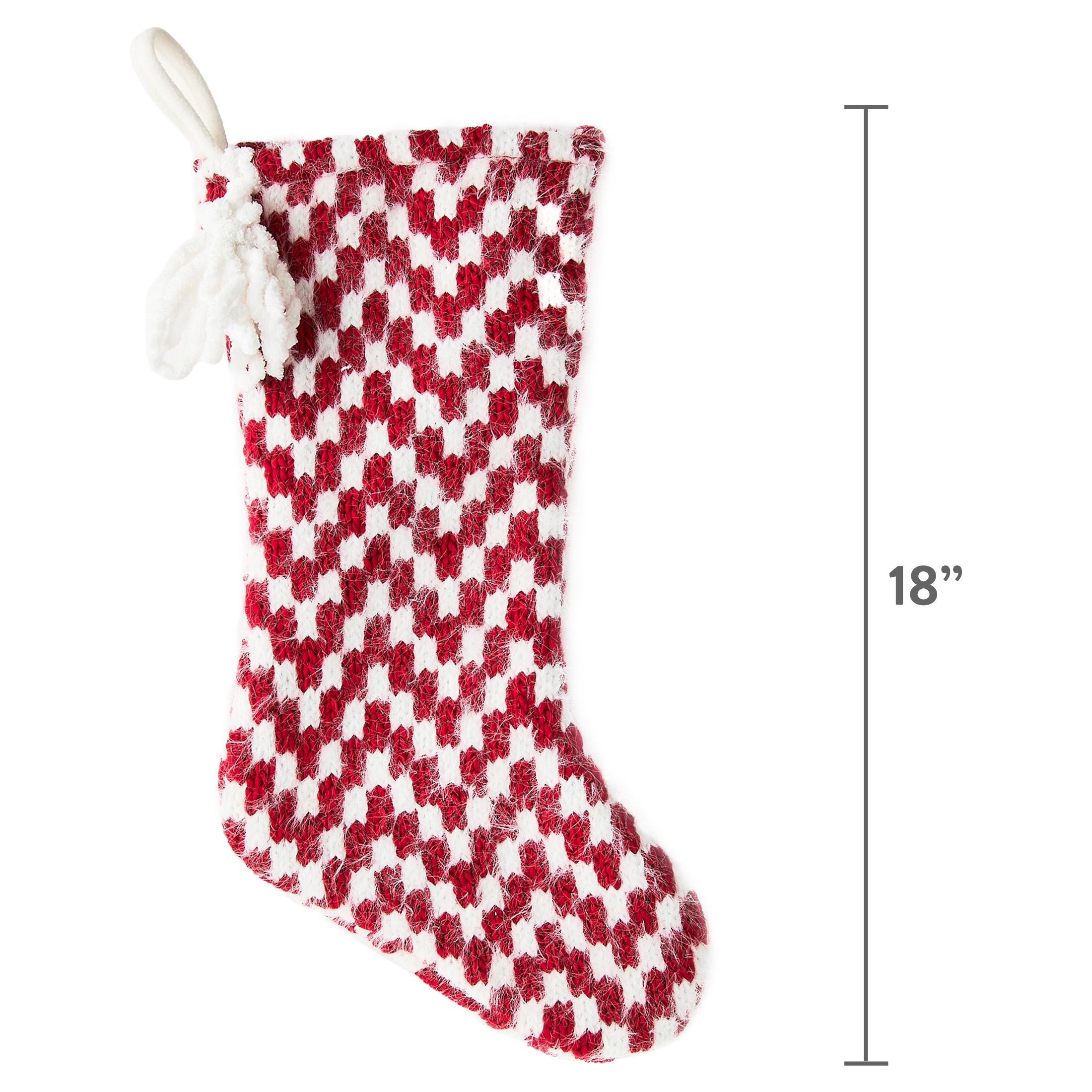 Chevron Christmas Stocking, Red and White, 20", by Holiday Time