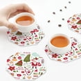 thumbnail image 7 of Pofeuu Snowflakes Santa Claus Christmas Tree Print Leather Coasters Set of 6, Round Cups Mugs Mat Pad for Home Kitchen Heat Resistant Drink Coasters,Octagon, 7 of 7