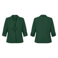 thumbnail image 4 of Sheghy Plus Size Ruffle Pleated Blazer Lapel Button 3/4 Sleeve Solid Office Suit Jacket Crop Green XXXXXL, 4 of 8