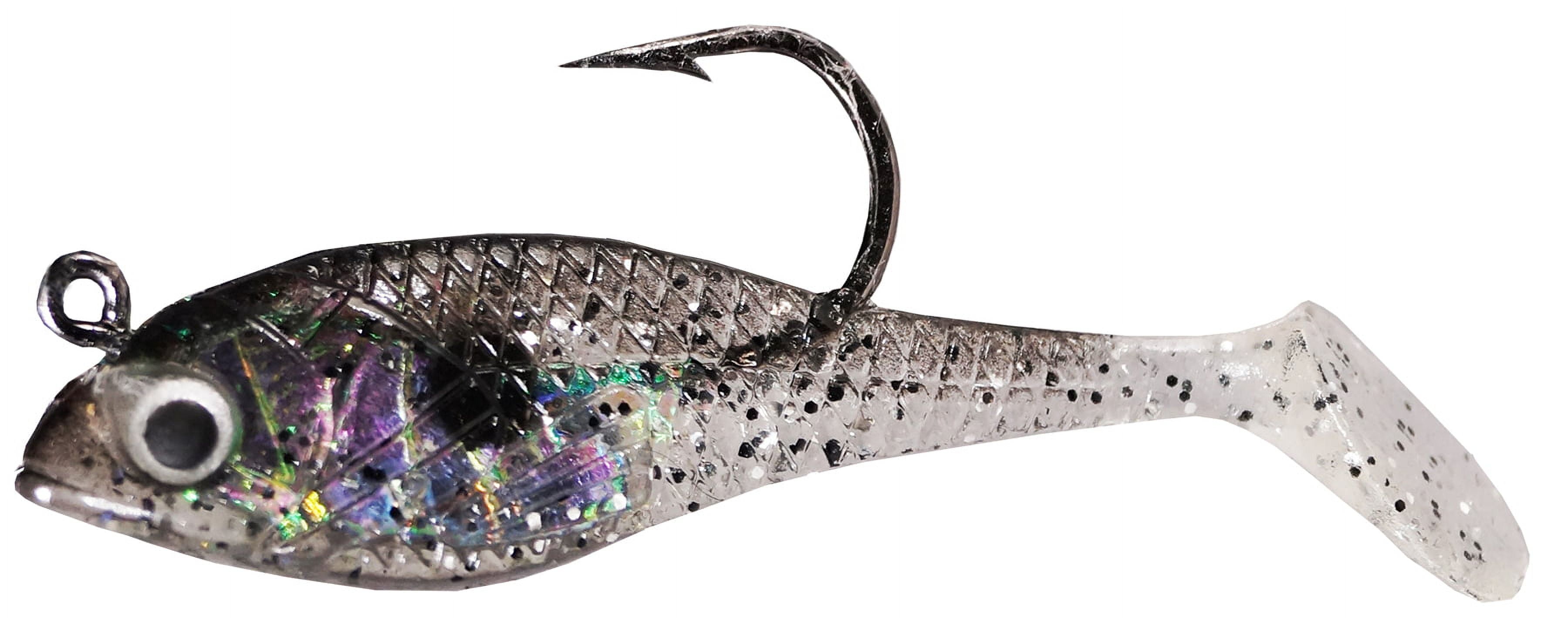 (3 pack) Crème 2" Spoiler Shad Swim Bait Fishing Lure, Black Glitter