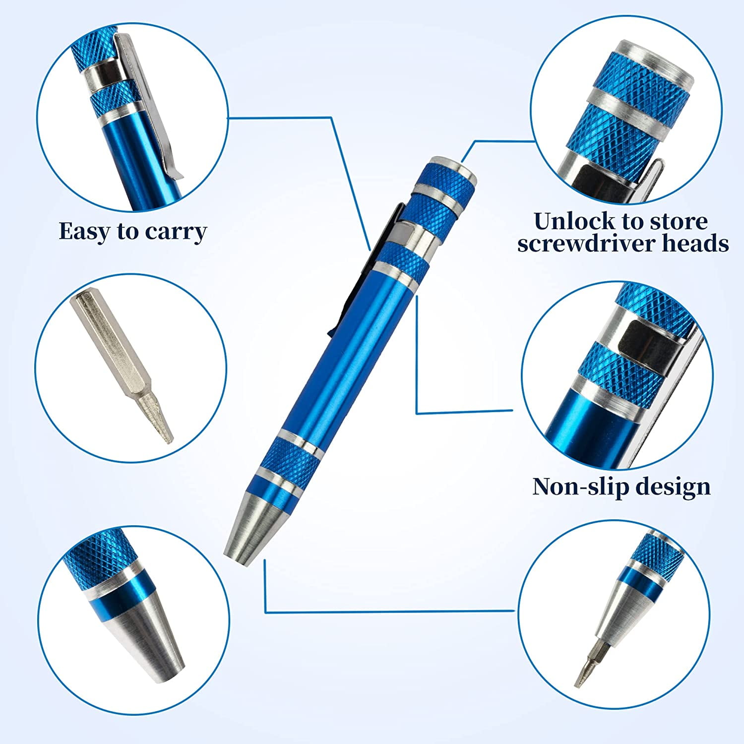 MKEUDQ-8 in 1 Mini Screwdriver Set Small Screwdrivers Pen Magnetic Repair Tools EDC Compact Precision Gadgets for Computer Eyeglasses Daily Home Improvement Use (Black)