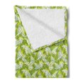 thumbnail image 2 of Exotic Soft Flannel Fleece Throw Blanket, Tropical Design of Various Hawaiian Leaves Island Feels, Cozy Plush for Indoor and Outdoor Use, 50" x 70", Yellow Green White, by Ambesonne, 2 of 5