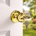 thumbnail image 6 of Polished Brass Ball Keyed Entry Door Knob, 2-Way Latch, Front and Back Door, 6 of 14