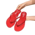 thumbnail image 4 of XUNKUSGA Flip Flops for Women Summer Beach Leather Flat Thong Sandals for Women Lightweight Durable Non-Slip Essentials Slides for Women,Red,9, 4 of 9