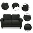 thumbnail image 3 of Hassch Single Sofa & Double-Seat Sofa Set for Home Relax Living Room, Black (Not Included the Pillow), 3 of 10