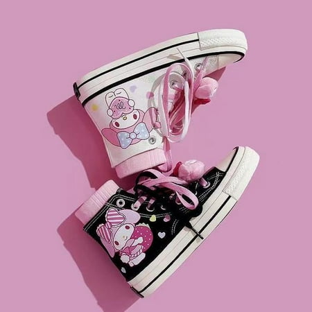 

Canvas Women‘s Sports Shoes Kawaii Anime Flat Bottomed Casual Shoes Lace Up Platform Classic Vulcanized Shoes Cute Girls‘ Shoes
