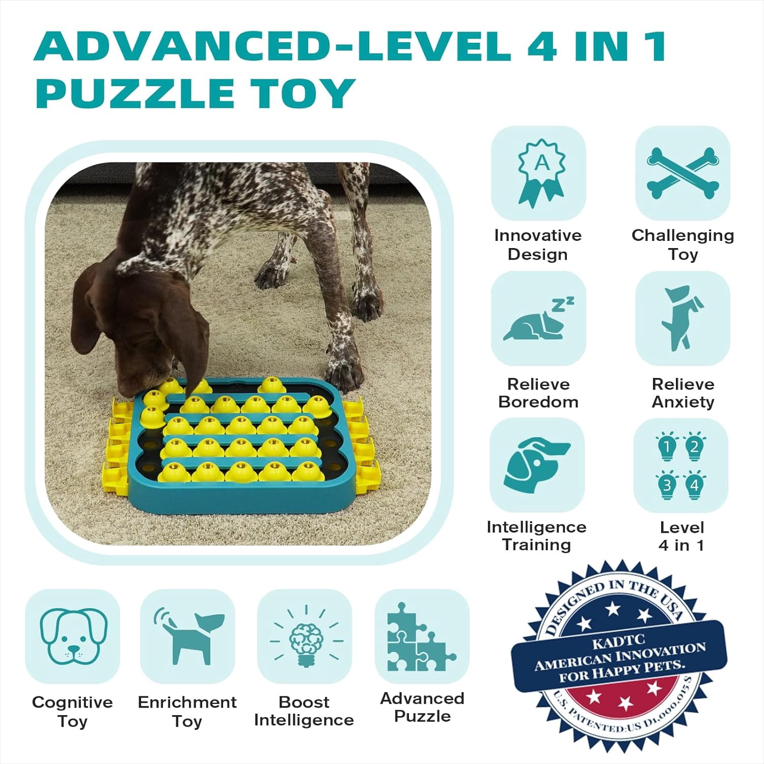 KADTC Dog Puzzle Toy, Extra-Large Size, 4 Levels of Step-by-Step Challenge, Beginner to Export, Slow Feeder & Mental Stimulation for Smart Dogs Enrichment Toys