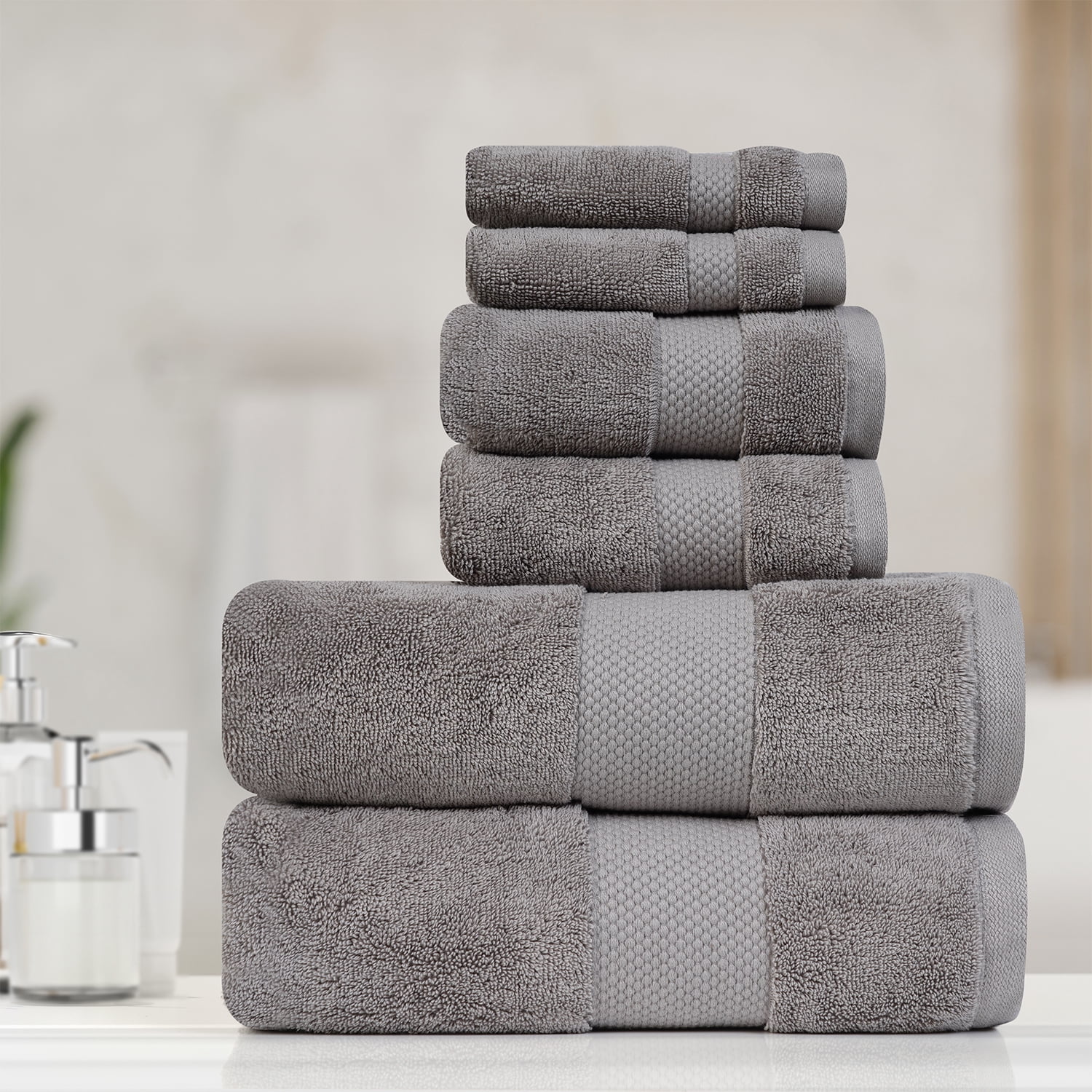 Micro Cotton Farm to Home Solid Color Bath Towel Sets 6 Count