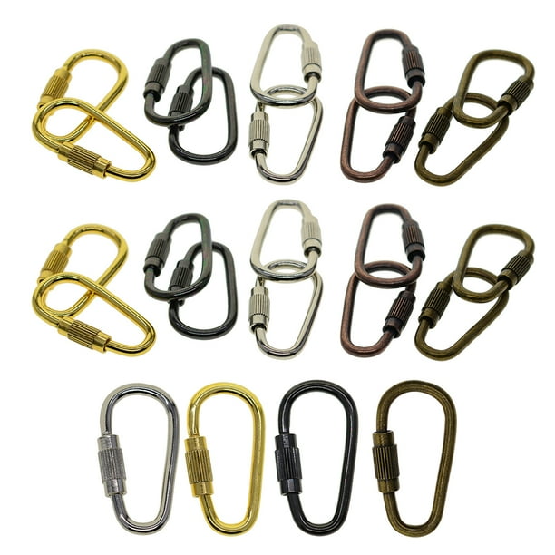FANCY Pack of 24 D Ring Locking Carabiner Keychain Mini Hooks Spring Lock Climbing Carabiners