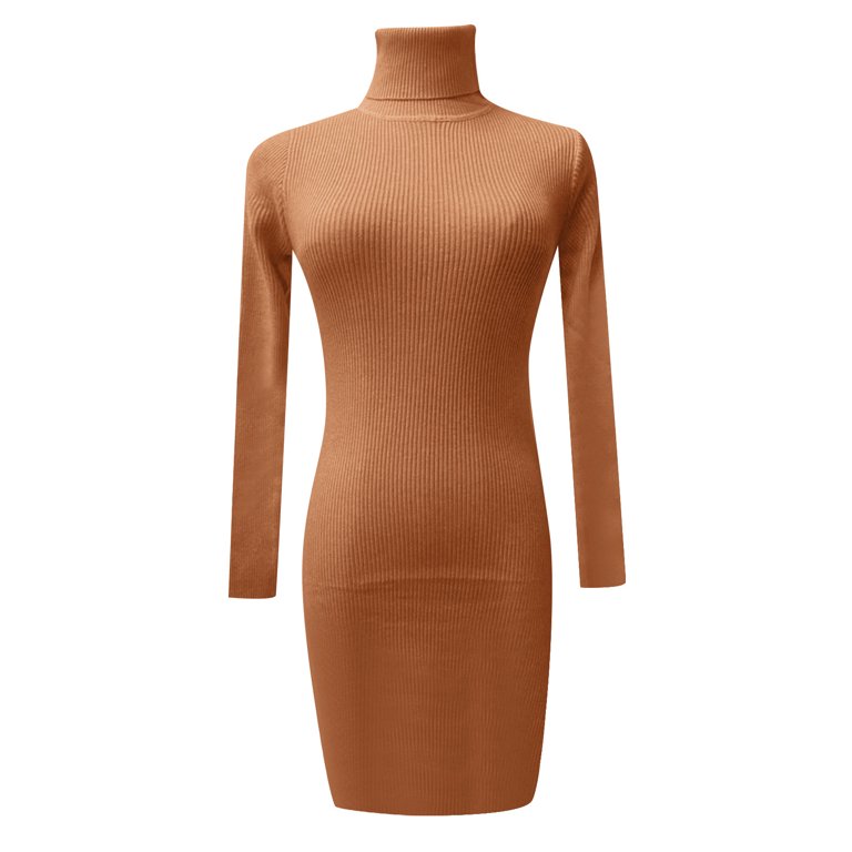 pxiakgy ladies autumn winter turtleneck knitted sweater dress long sleeve  stretch dress b + l - Walmart.com