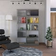 thumbnail image 6 of Knubmt 42" Wide 10 Shelves Wood Bookcase Bookshelf Book Storage Rack for Living Room, Office, Gray+White, 6 of 6