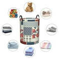 thumbnail image 6 of Haiem Patchwork In Country Style Leather Dirty Clothes Laundry Basket,Sturdy & Waterproof,Collapsible Round Design For Efficient Space Management,Multi-Purpose Storage Basket, 6 of 8