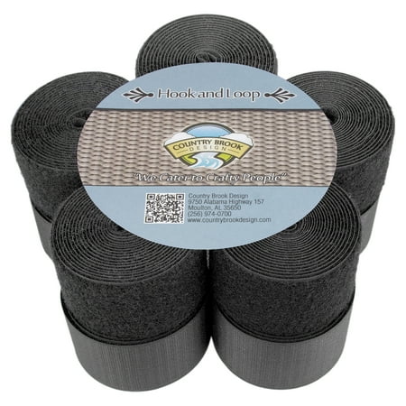 Loop Roll - Country Brook Design | Black Sew on Hook and Loop (2 inch, 5 rolls of 3 yards)