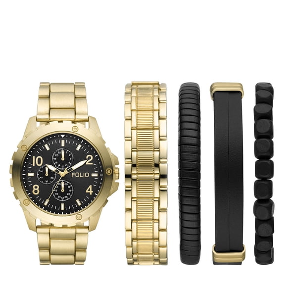 SET de Reloj Mass Market FOLIO FMDFL6041 DORADO para Hombre