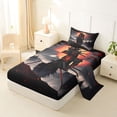 thumbnail image 2 of Homewish Traditional Samurai Print Twin Sheets,Japanese Ink Painting Bedding,3 Pieces,1 Fitted Sheet and 1 Pillowcase, 2 of 6