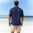 thumbnail image 3 of Mens Cotton Linen Shirt, Short Sleeve Shirts for Men Summer Casual Lightweight Solid Color Button Up T-Shirts, 3 of 6