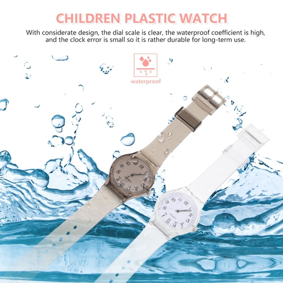 OUNONA Assorted Plastic Watches for Learning Time Durable Reliable Gift for Children 2 Pcs