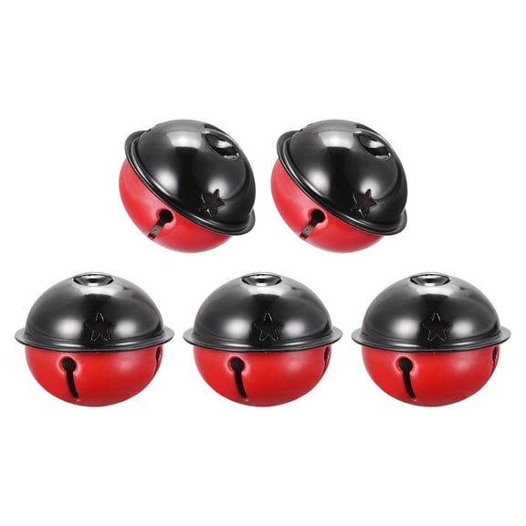 Jingle Bells, 40mm 5pcs Craft Bells with Star Cutouts for DIY, Black/Red