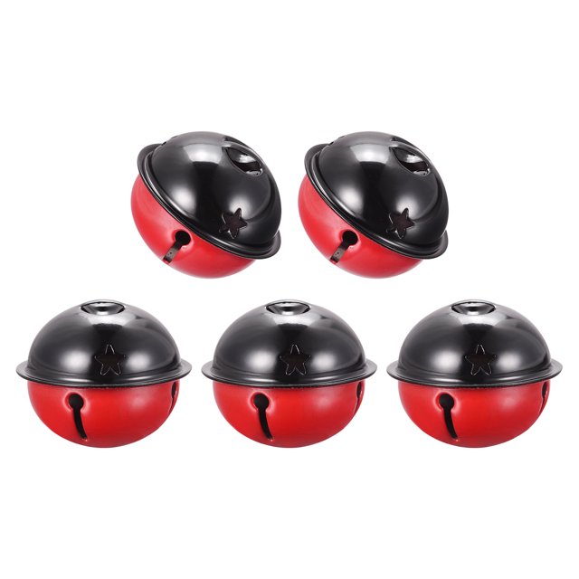 Unique Bargains Jingle Bells, 40mm 5pcs Craft Bells with Star Cutouts for DIY, Black/Red