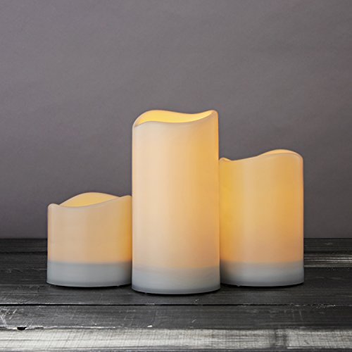 Outdoor Solar Powered Candles Large LED Flameless Pillar, 4 Inch
