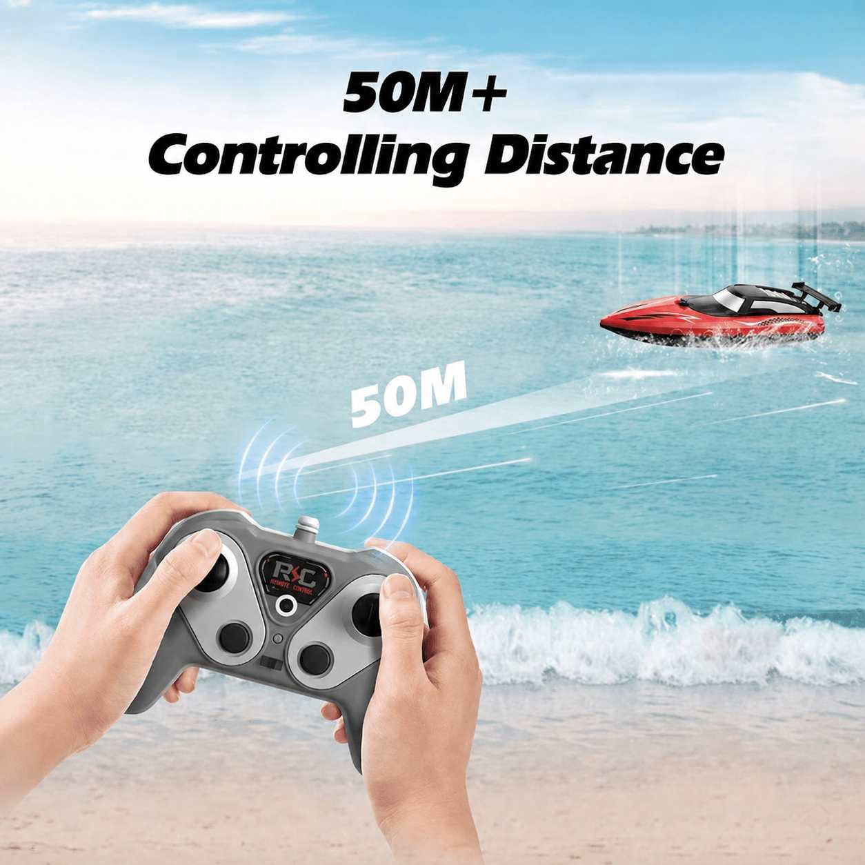 Tigozz RC Boat, 2.4GHz High Speed Remote Control Water Toy for Kids Boys and Adults, Racing Speedboat for Pools and Lakes
