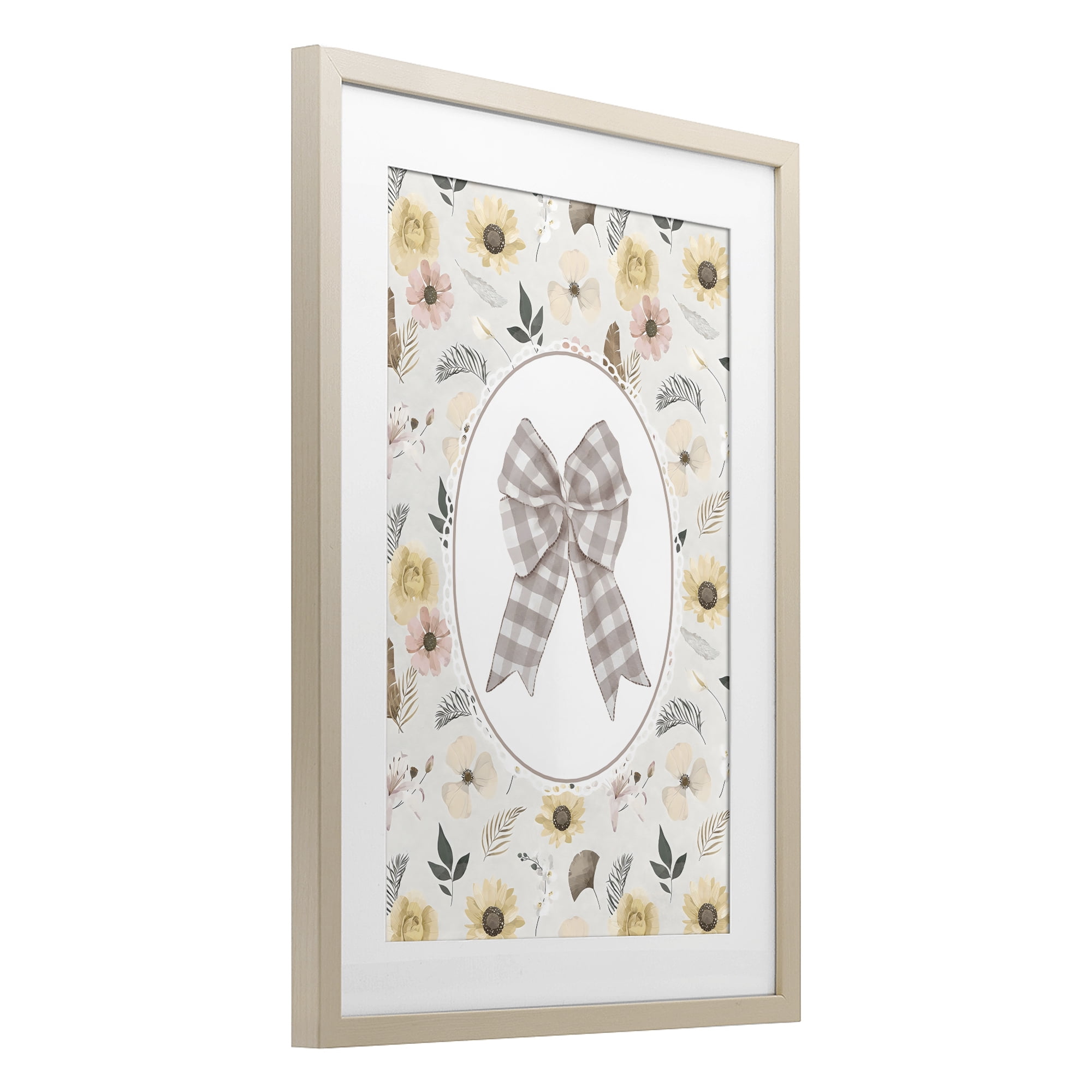 Stupell Industries Sunnyside Bow in Gingham Birch Framed Print Under Glass, design by Ink Drop Loft