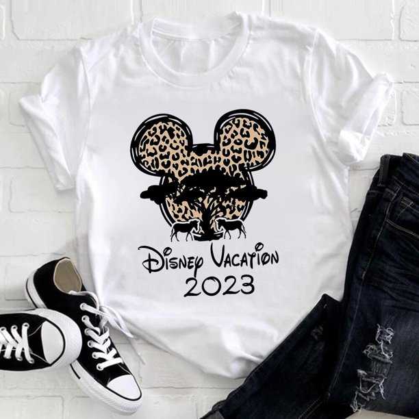 Disney Trip Clothes Mickey Print T-shirts Aesthetic Harajuku Disnryland Vacation Women's Clothing 2023 Trend Tops Family T ShirtKids-12T(1pc) Gao Jinjia LED