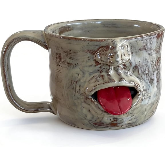 DAMAI Handmade Face Shaped Ceramic Mug, Human Face Design Ceramic Coffee Cup, Unique Retro Art Decor Mug for Office Home, Funny Birthday Gift Idea for Friends Family