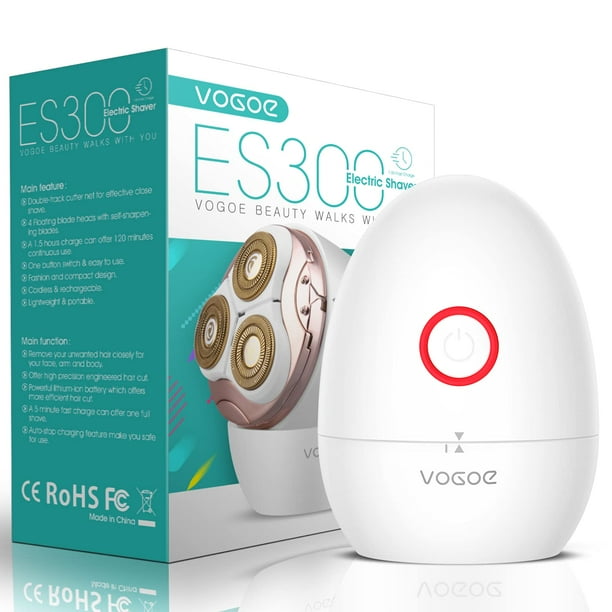 VOGOE Afeitadora Eléctrica para Mujer Afeitadora Giratoria con Cuchilla Flotante 3D Depiladora para Brazos, Piernas y Axilas Recargable Portátil y Segura Uso Húmedo y Seco ES300