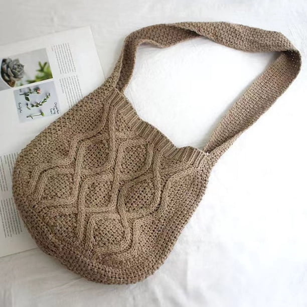 Nvzi Bolso de hombro tejido, bolso de mano tejido y bolso de cosméticos, bolsos de mano tejidos elegantes para playa de verano, 14,96 x 0,78 x 11,81 pulgadas, color caqui