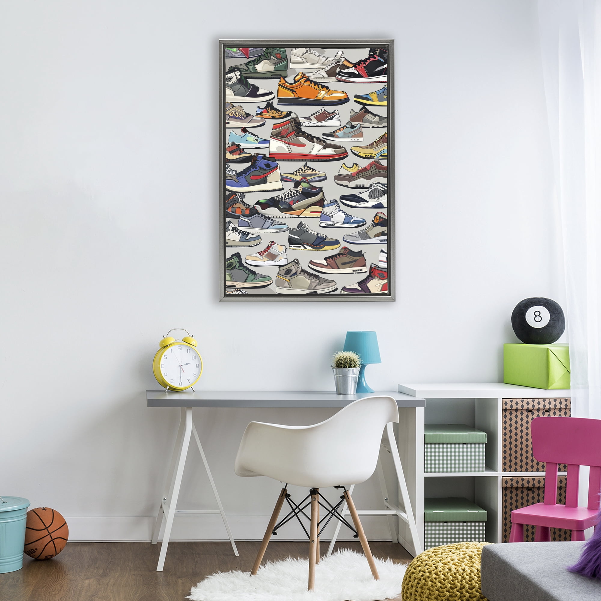 Stupell Industries Shoe Time Urban Styles Gray Framed Floater Canvas Wall Art, design by Ray Powers