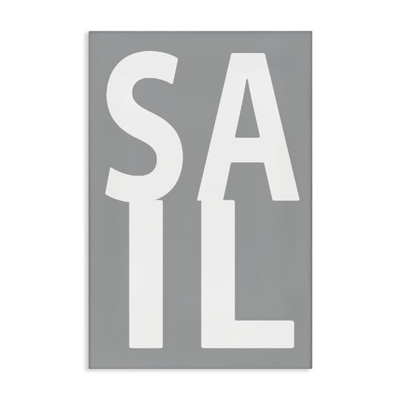 Stupell Industries Sail Word on Grey Typography Painting Gallery Wrapped Canvas Art Print Wall Art, 16 x 24