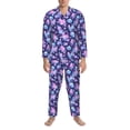 thumbnail image 3 of Uemuo White Skull Flower Pattern 2-Piece Loungewear Set - Men’s Soft Sleepwear, Cozy Winter PJs, Comfy Sleep Set-XX-Large, 3 of 7