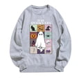 thumbnail image 5 of Halloween Sweatshirt for Women Hoodless Sweatshirt Oversized Crewneck Pullover Top for Women Long Sleeve Sweatshirt Casual Wear Comfortable Soft Light Gray S, 5 of 5