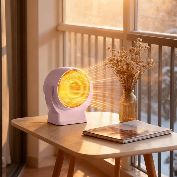 COM1950s Energy Efficient Ceramic Space Heater,Portable Mini Heater with Adjustable Thermostat,Compact Personal Heater for Home Office Desk Use,Quiet Desktop Heater with Overheat Protection