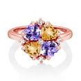 thumbnail image 2 of Gem Stone King 18K Rose Gold Plated Silver Blue Tanzanite and Yellow Citrine Ring for Women (2.00 Cttw, Heart Shape 5MM, Gemstone December Birthstone, Size 5), 2 of 3