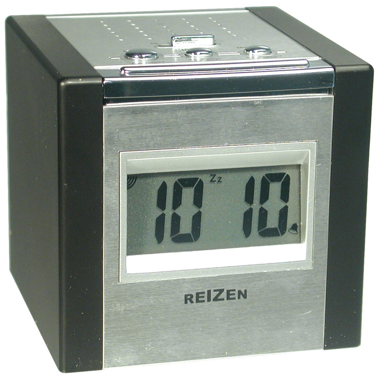 Reizen Talking LCD Alarm Cube Clock Silver and Black Reizen Talking LCD Alarm Cube Clock Silver and Black 333 abe 04 2825 4 e 23 b 850 cc 41813 f 64