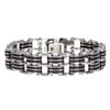 Arista Men's Link Bracelet in Black Silicon & Polished Stainless Steel, 8.5"