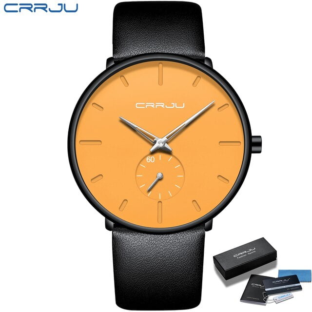 Crrju New Sports Watch Men Top Brand Luxury Fashion Ultrathin Leather