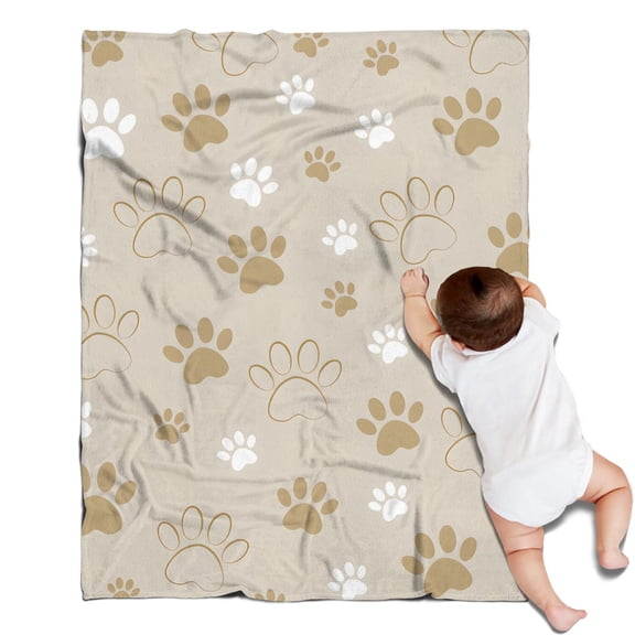 Dog Paw Footprint Blanket,Comfortable Soft Flannel Throw Blanket,All Season,Warm Lightweight Blankets for Sofa Bed Couch Living Room Chair,30"x40"