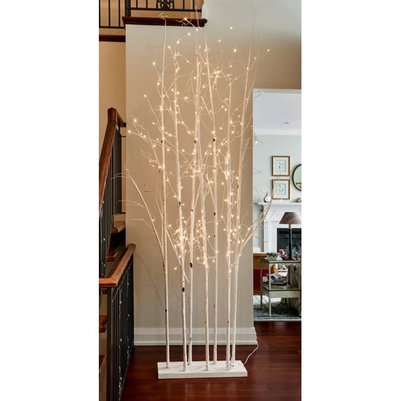 Hi-Line Gifts 9.75' Pre-Lit Large Birch Artificial Tree, LED Warm White Lights