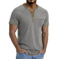 thumbnail image 2 of WRKEKC Men's T-Shirts Pullover Solid Color Color Block Button Pullover Raglan Short Sleeve T Shirt Top Casual Shirt Comfortable Fit, 2 of 6
